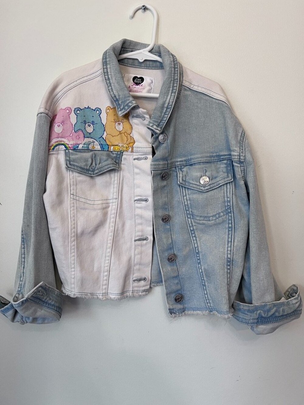 Justice x Care Bears Split-Panel Two-Tone Denim Jacket Size 7/8